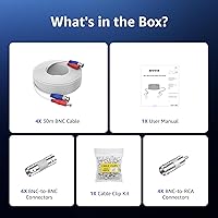 Vista 9 de ANNKE 4 Pack 30M/100ft Cable BNC, Cables de Extensión de Video y Energía para Cámaras de Vigilancia de CCTV, para Sistema de Seguridad DVR, Incluye