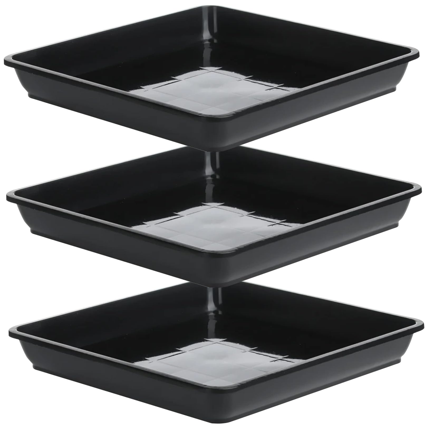 Plant Pot Saucers 3PCS Plant Tray Plastic Square Plant Tray Durable Plant Water Catcher Tray for Bonsai Flowers Succulent Pot Gardening Supplies Small