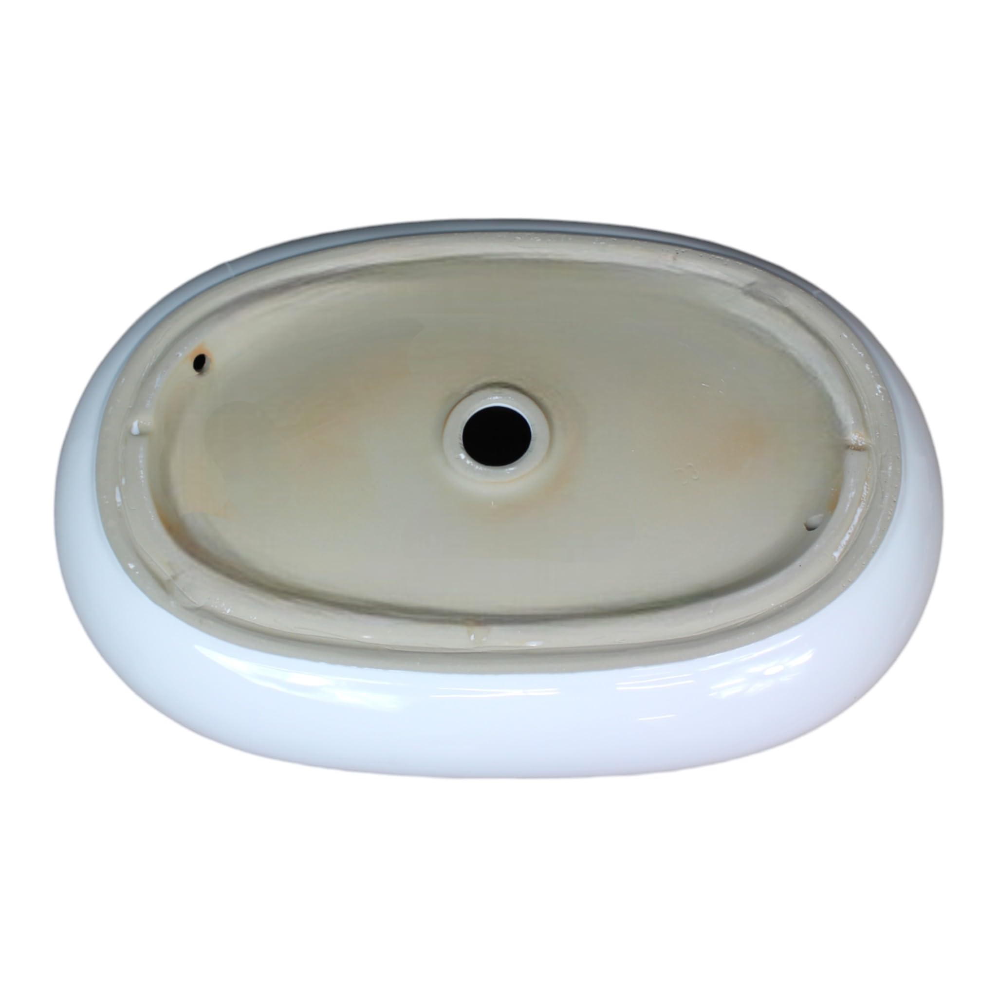 Lavabo ovale da appoggio 62 x 40 x 10 cm, allungato, arrotondato, in ceramica, bianco, moderno, grande