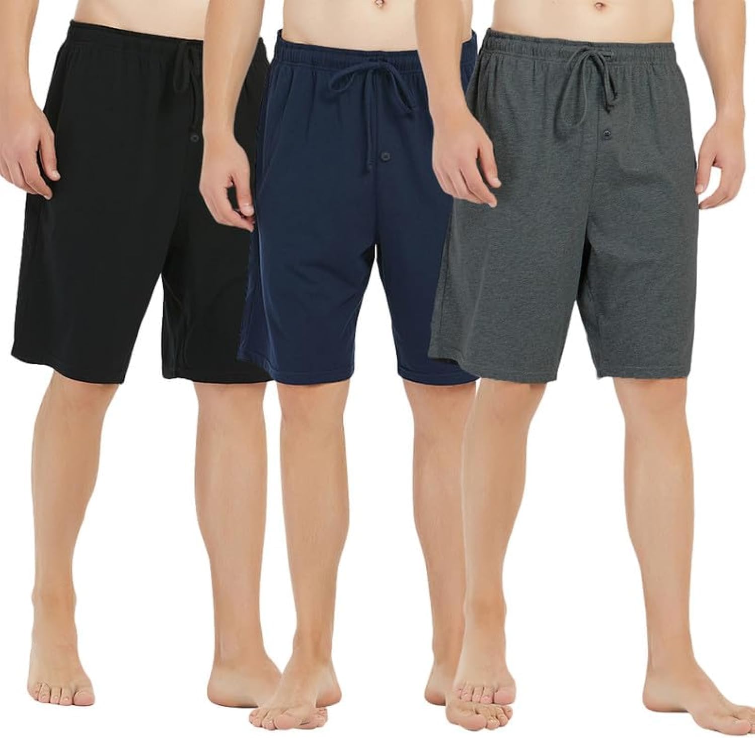 U2SKIIN 2 Pack Mens 100% Cotton Pajama Shorts, Lightweight Lounge Pant with Pockets Soft Sleep Pj Shorts for Men