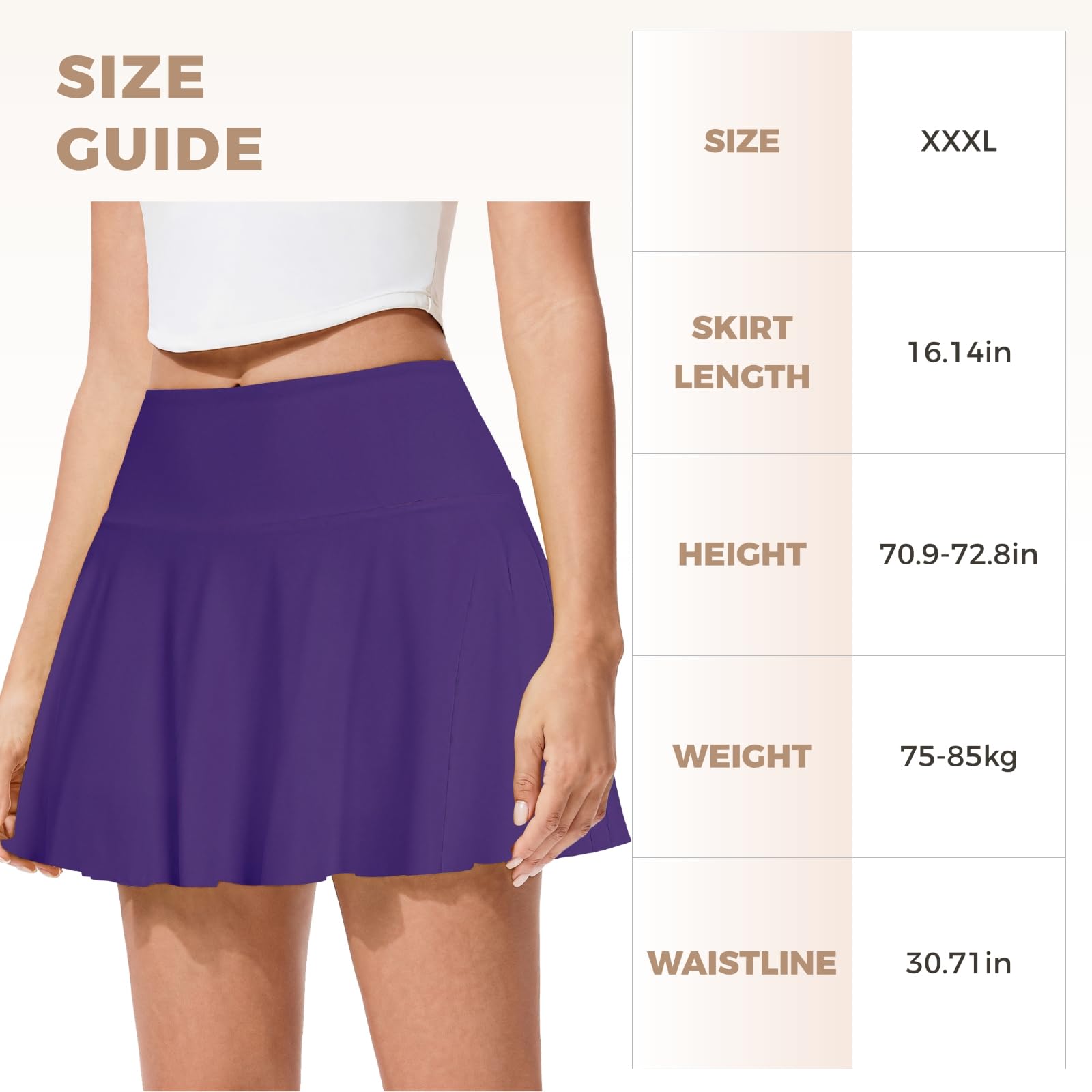Jupe de tennis noire pour femme avec short intégré, respirant, extensible, en nylon/élasthanne, taille haute, tailles S-Xxxl, violet foncé, taille unique