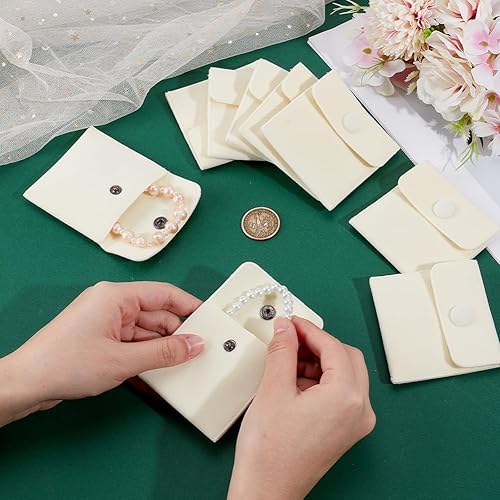Miniatura 3 de NBEADS PapayaWhip - 12 bolsas de terciopelo para joyas con botón a presión, bolsas de almacenamiento de joyas de terciopelo pequeñas para anillos de