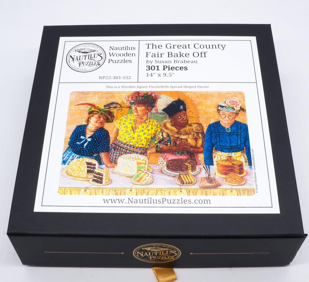 Wooden Jigsaw Puzzle for Adults - The Great County Fair Bake Off - 301 Unique Pieces. Made in The USA by Nautilus Puzzles