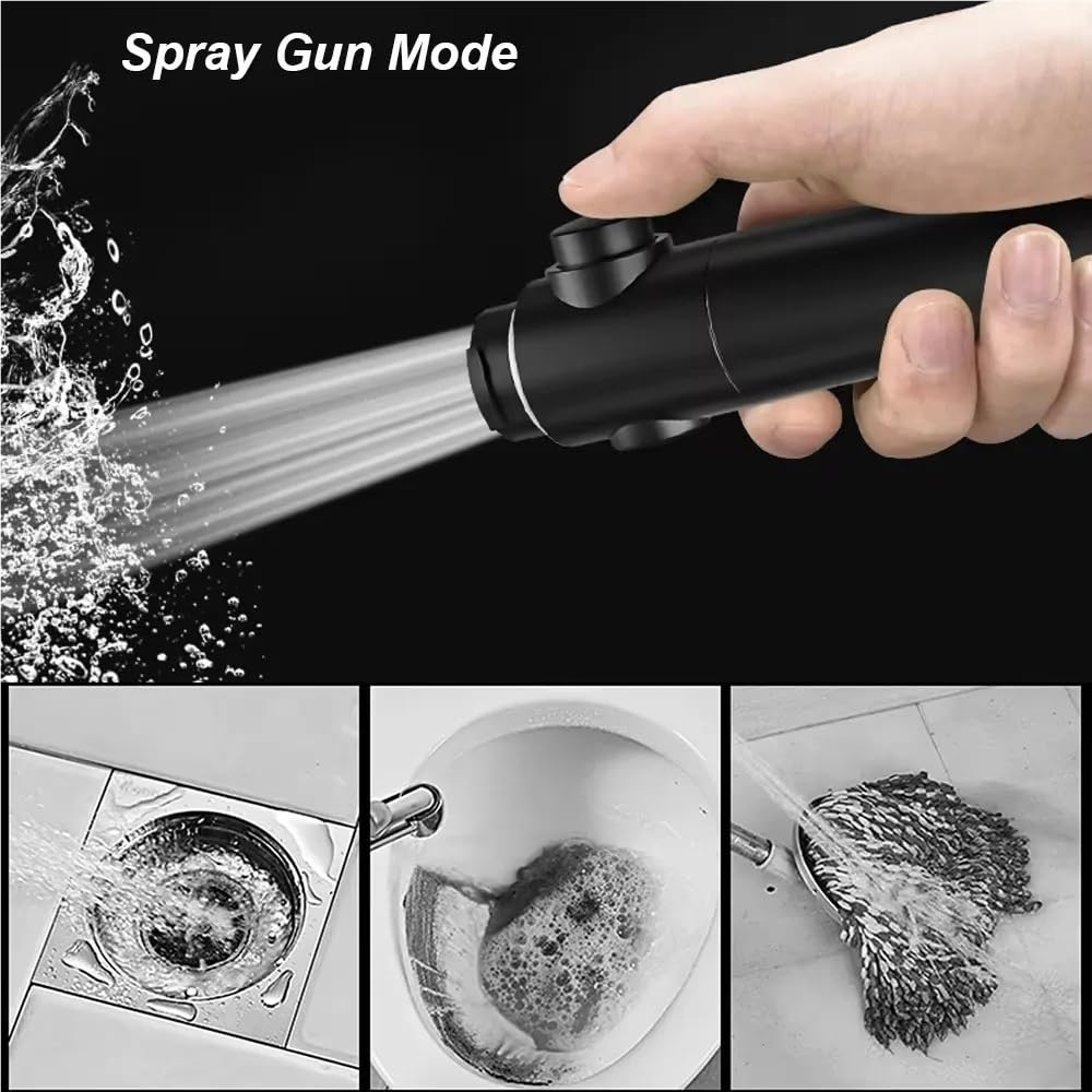Cabezal de ducha turbo de alta presión con 3 modos de pulverización, visualización de temperatura, boquilla de alto flujo, sistema de ducha a presión para una experiencia de baño definitiva (negro)