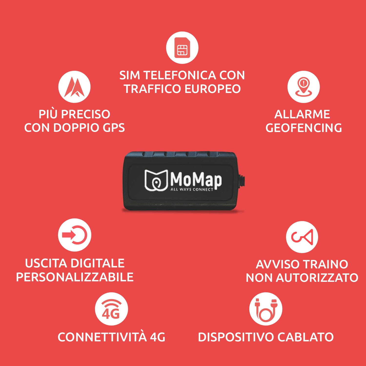 MoMap Start 4G – GPS Tracker per Auto e Moto | Blocco Automatico dell’avviamento dopo 30 secondi | Monitoraggio dello Stato della Batteria | App 100% Italiana e Supporto Clienti 100% Italiano