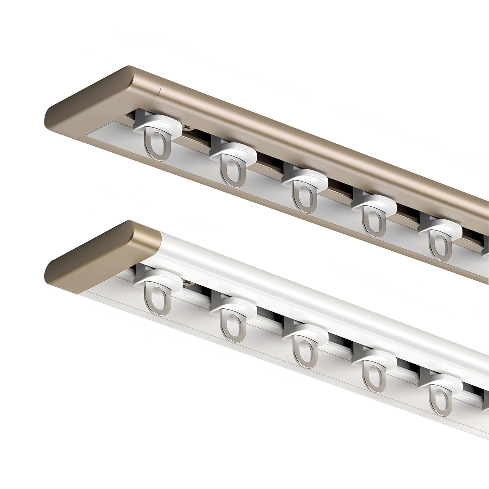 Gzdxbf White Ultra-Thin Curtain Track, Aluminium Ceiling Track For Curtains, Sliding Curtain Rail For Window Room Divider, Wall Divider Curtain, Rv Curtain Track(,280Cm(2 * 140Cm))