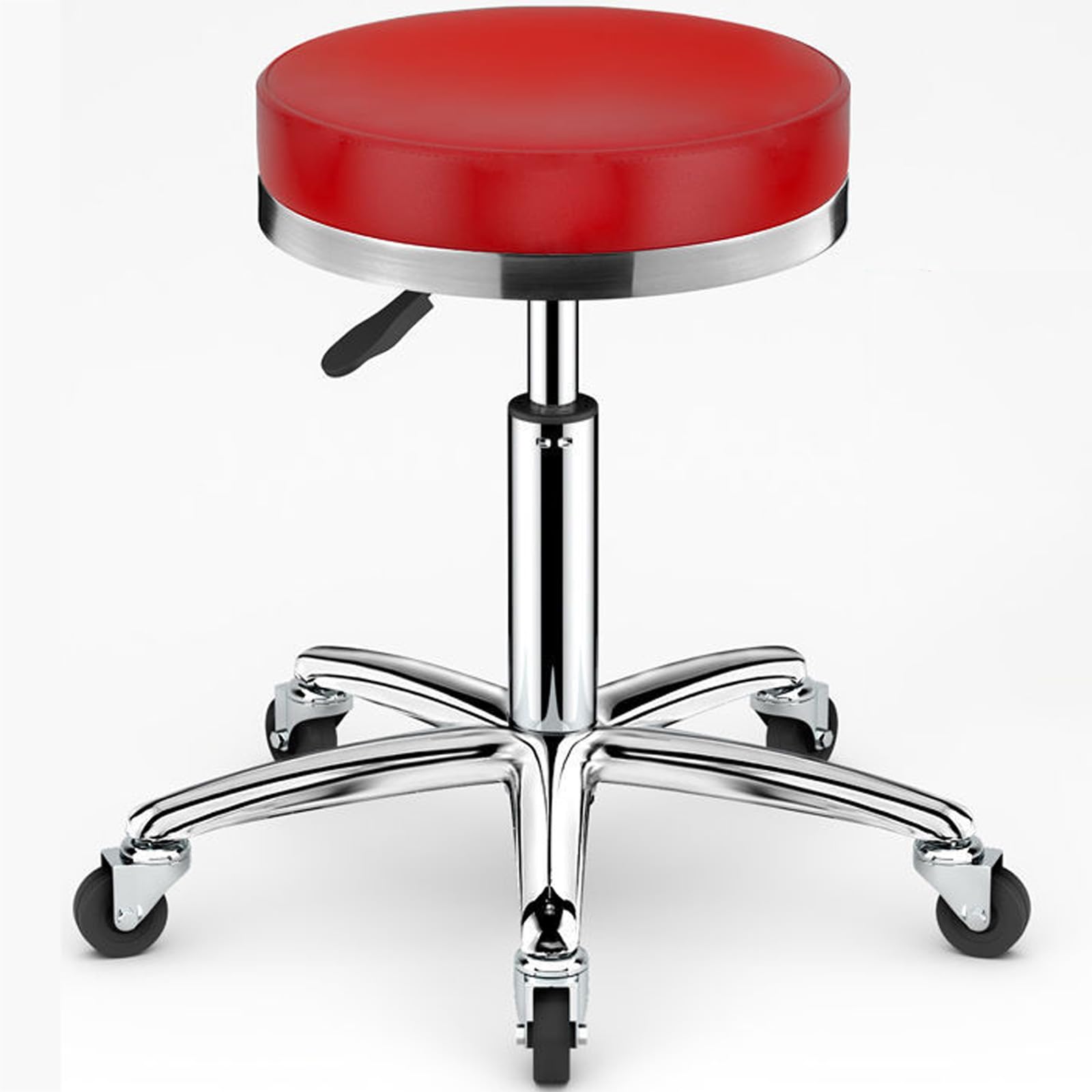 Tabouret haut de cuisine rouge à roulettes pour îlot central