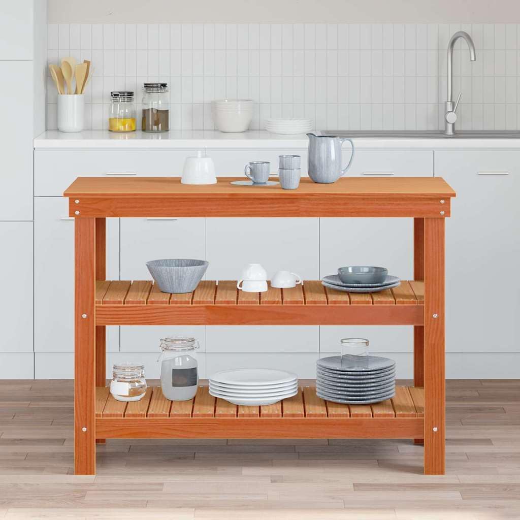 vidaXL Banco de Trabajo 110,5 x 50 x 80 cm Madera de Pino Maciza