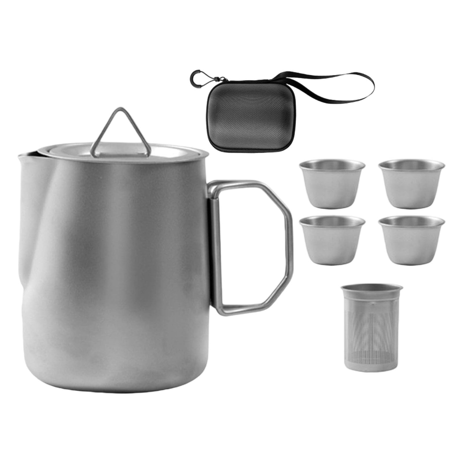 Pots de camping en acier inoxydable 6 pièces compacts pour randonneurs