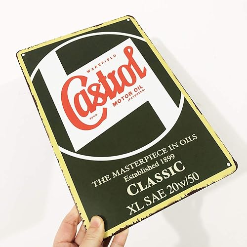 Miniatura 8 de Paquete de 5 carteles de lata retro vintage, carteles de metal para coche de gasóleo para garaje, barra de cueva, 8 x 12 pulgadas