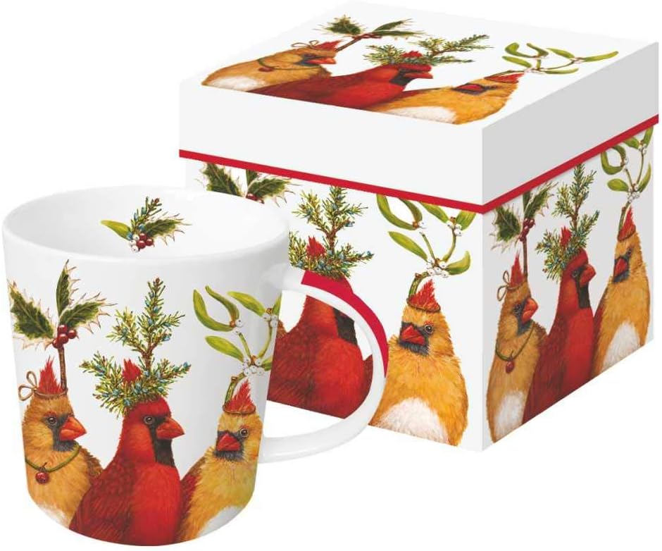 Paperproducts Design Decorative Bone China Mug Gift Box Set - Beverages, Hot, Cold Drinks, Tea – Artistic Designs, Decorated Mugs – 13.5 Ounces, Vicki Sawyer Holiday Party Design