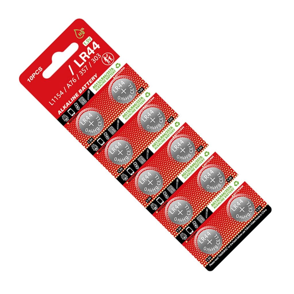 Elnwnnkc Pack of 10pcs/sheet LR44 Alkaline Button Batteries 1.5V Coin Cell Battery for Watches Calculators and Digital