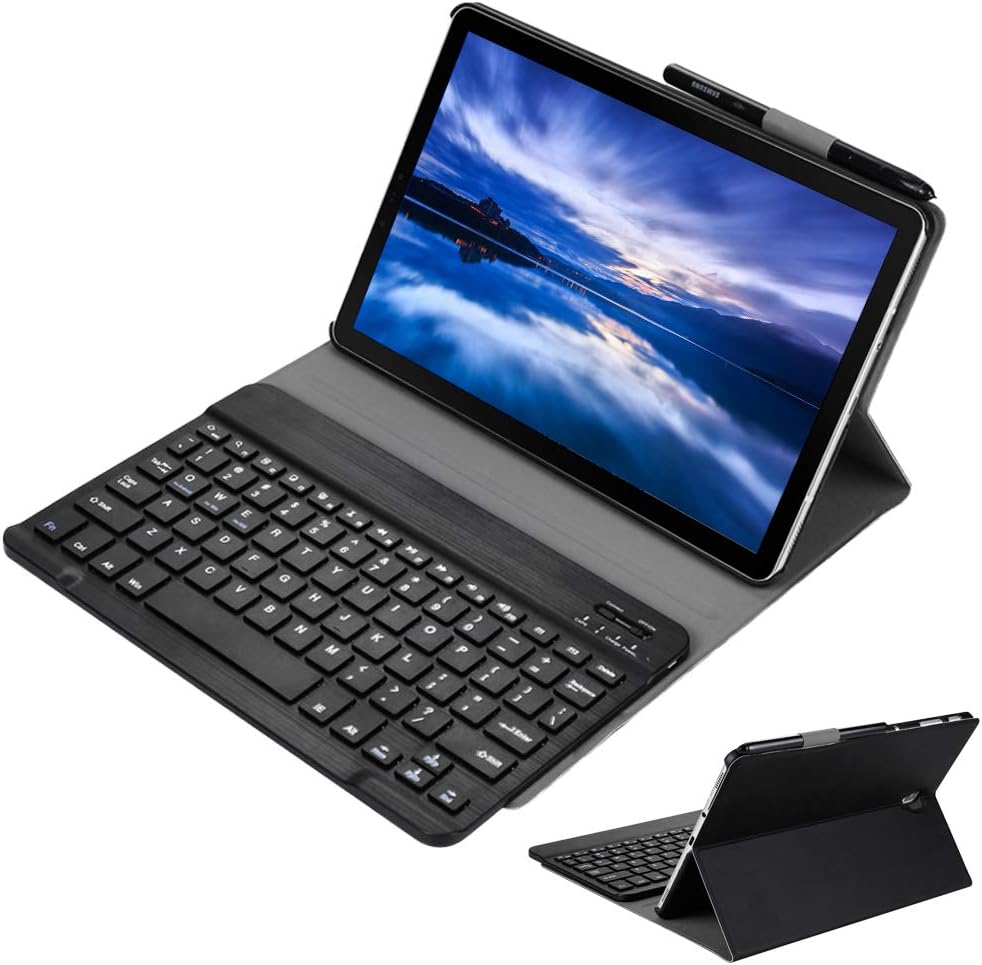 Galaxy Tab S4 10.5 Keyboard Case, Wineecy Stylish PU Leather Auto Sleep/Wake with Magnetically Detachable Bluetooth Wireless Keyboard for Samsung Galaxy Tab S4 10.5 inch T830 T835 T837, Black