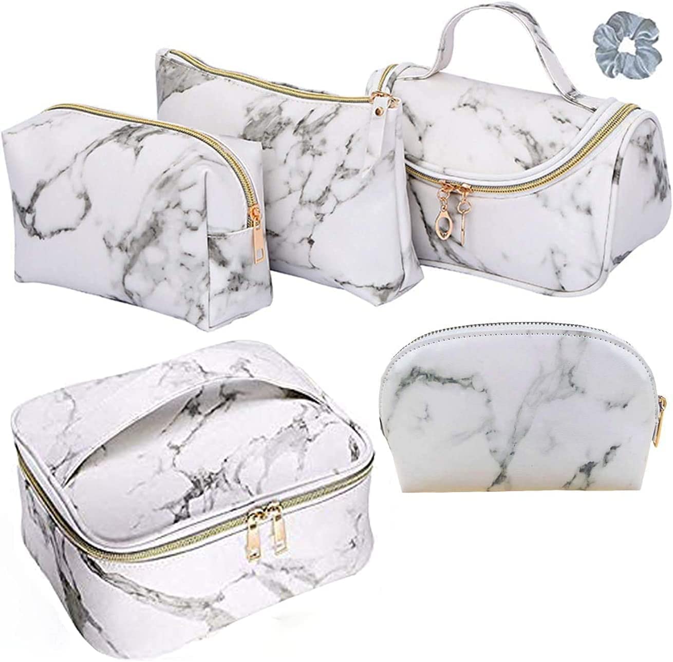 Marble Makeup Bag Set of 4 Cosmetic Bag Travel Toiletry Bag Portable Waterproof Storage Bag for Women Girls