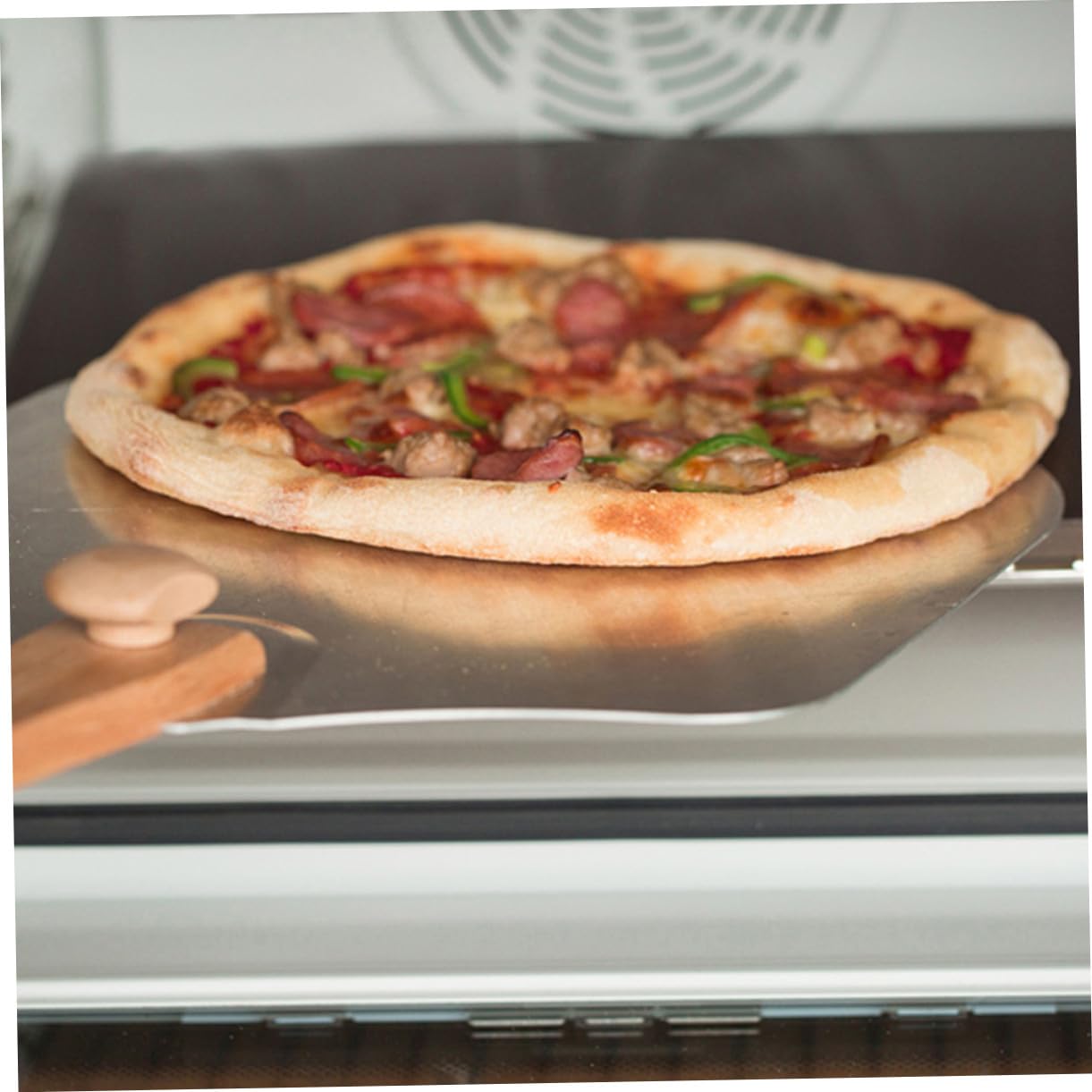 2 Stück Faltbarer Pizzaschieber aus Aluminium mit Klappbarem Holzgriff Hitzeschutz Teigschaber Platzsparend Langlebig zum Pizzaheber für Pizzastein und Küche Teiliges