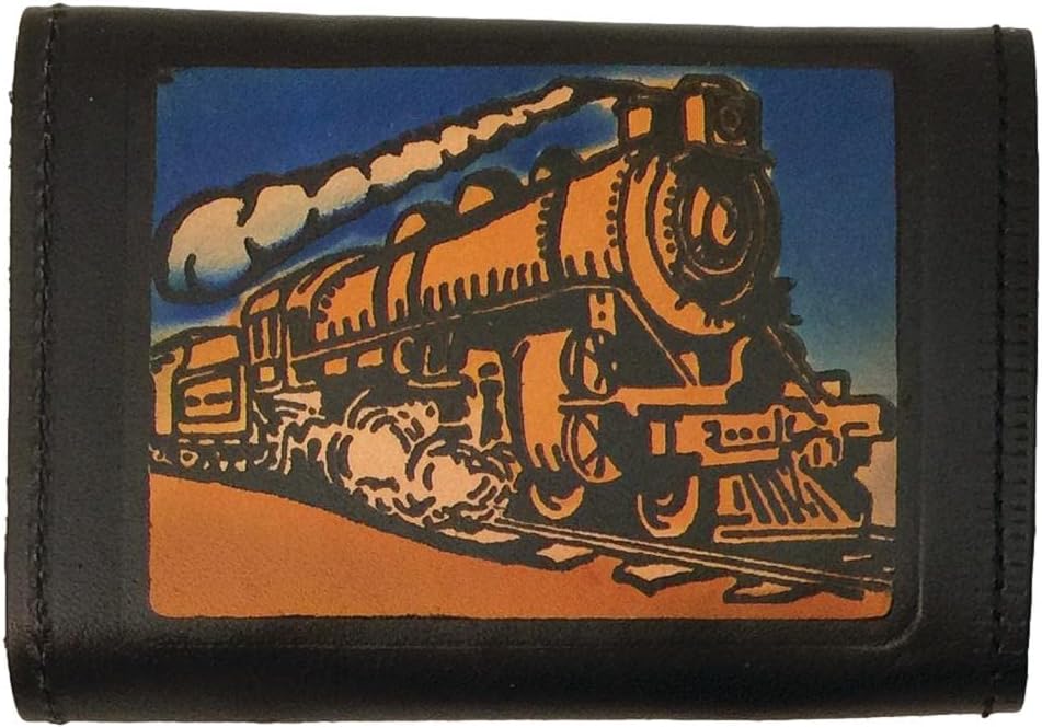 Embossed Men's Leather Wallet (Trifold Embossed - Train)