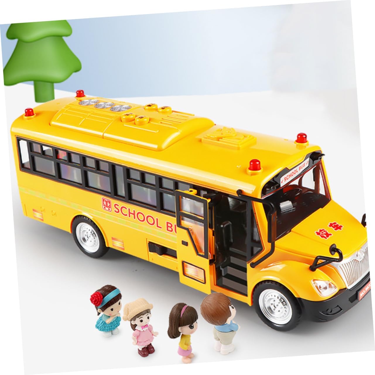 Lifelike Educational Bus Large Pull Back Model Car for Realistic Simulation School Bus with Inertia Drive Smooth Surface Safe for S Play and Learning