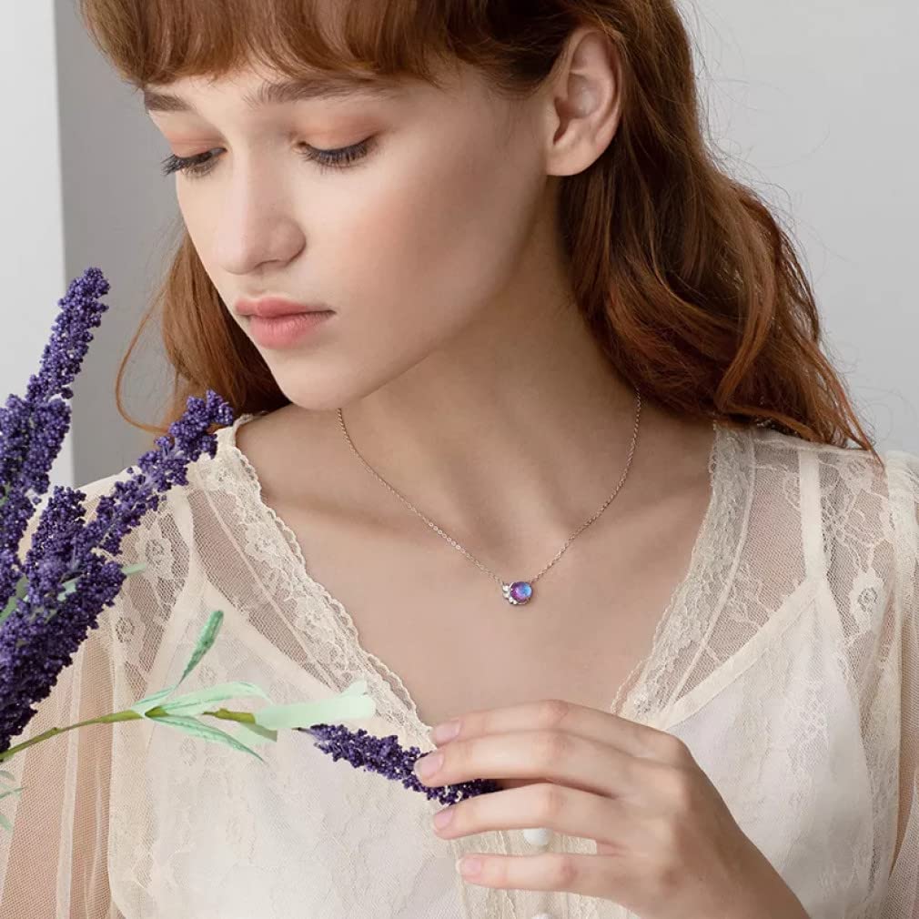 Gargantilla colorida de joyería 925 para mujer, regalo morado