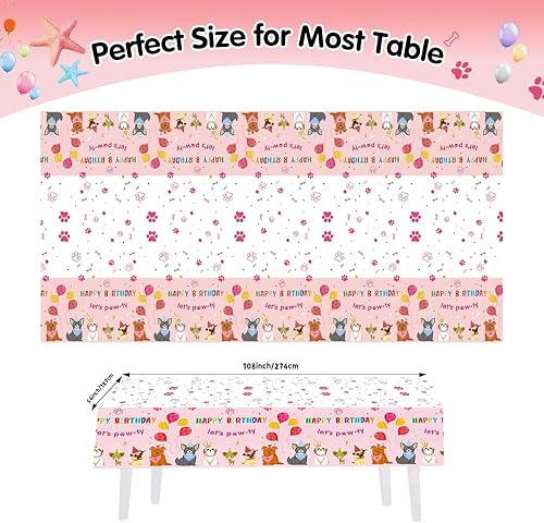 Miniatura 2 de Suministros para fiesta de cumpleaños de perros, paquete de 3, manteles impermeables para perros y mascotas, fundas de mesa para cachorros,