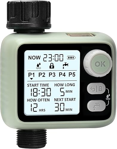 Temporizador de rociador de agua con 5 programas de riego separados para grifo de manguera de jardín, temporizador de manguera programable con