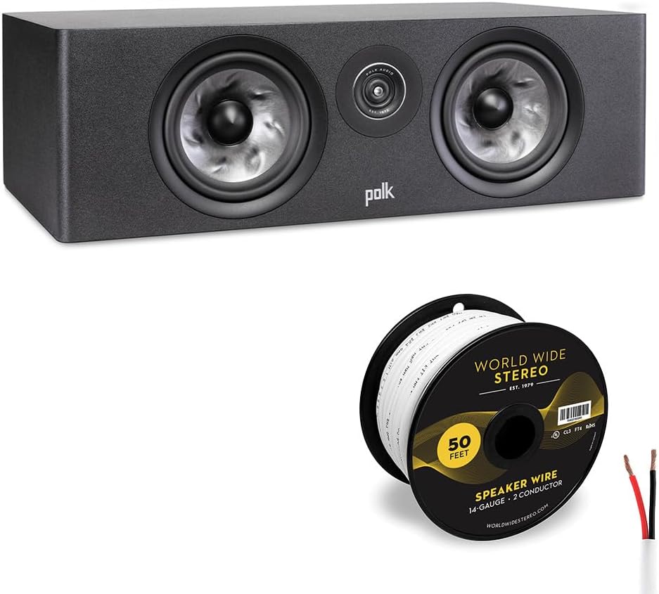 Polk Audio Reserve R400 Center Channel Speaker Cable Bundle (Black)