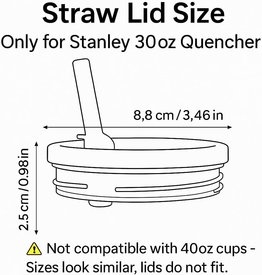 Flip Straw Lid Compatible with Stanley Cup 30 oz, Leak Proof BPA-Free Replacement Lid Fit for 30oz Stanley Quencher Tumbler, Spill Proof, 1 Straws, 1 Pack Aqua Blue - Image 3