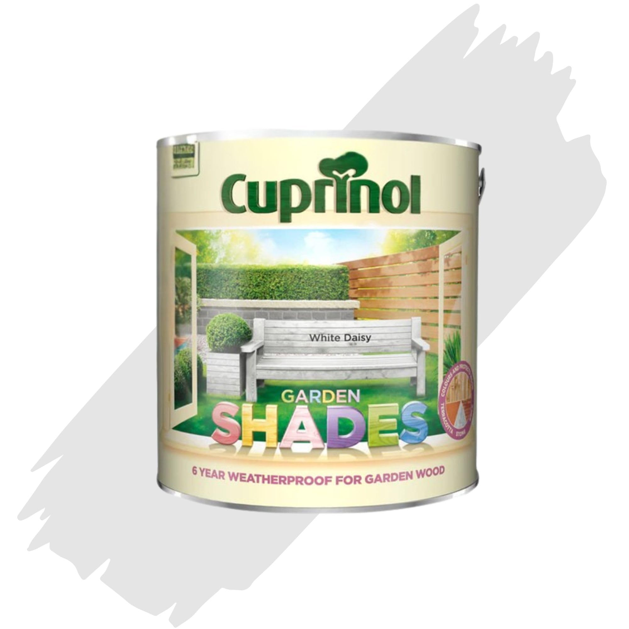 AOC24 1L Garden Shades Fence Paint, Outdoor Wood Paint For Garden Sheds, Furniture, Fences, Exterior Wood, Water Based Paints For Outdoor Surfaces, Brick, Pots (White Daisy)