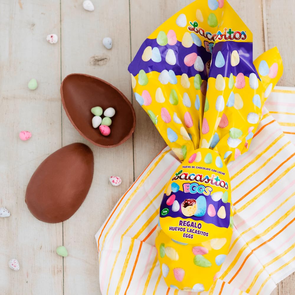 Pack 3 huevos de pascua: Lacasitos Eggs 150 g + 20 g & Lacasa Chocolate 70% cacao 170 g & Conguitos Penaut Cream 150 g + 13 g.