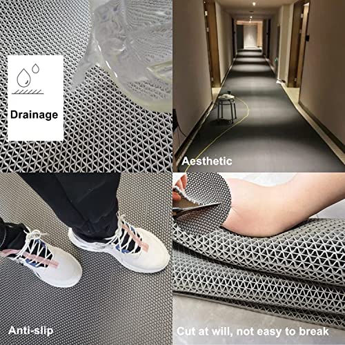 Nisorpa Tapete de drenagem de PVC, rolo de drenagem de malha antiderrapante grosso, tapete de raspag