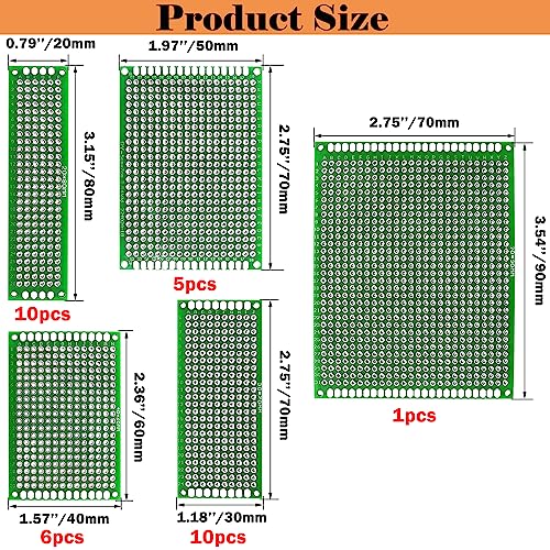 Sunxeke 32 Pcs 5 Values Double Sided PCB Board Prototype Kit for DIY Soldering with Arduino Kits