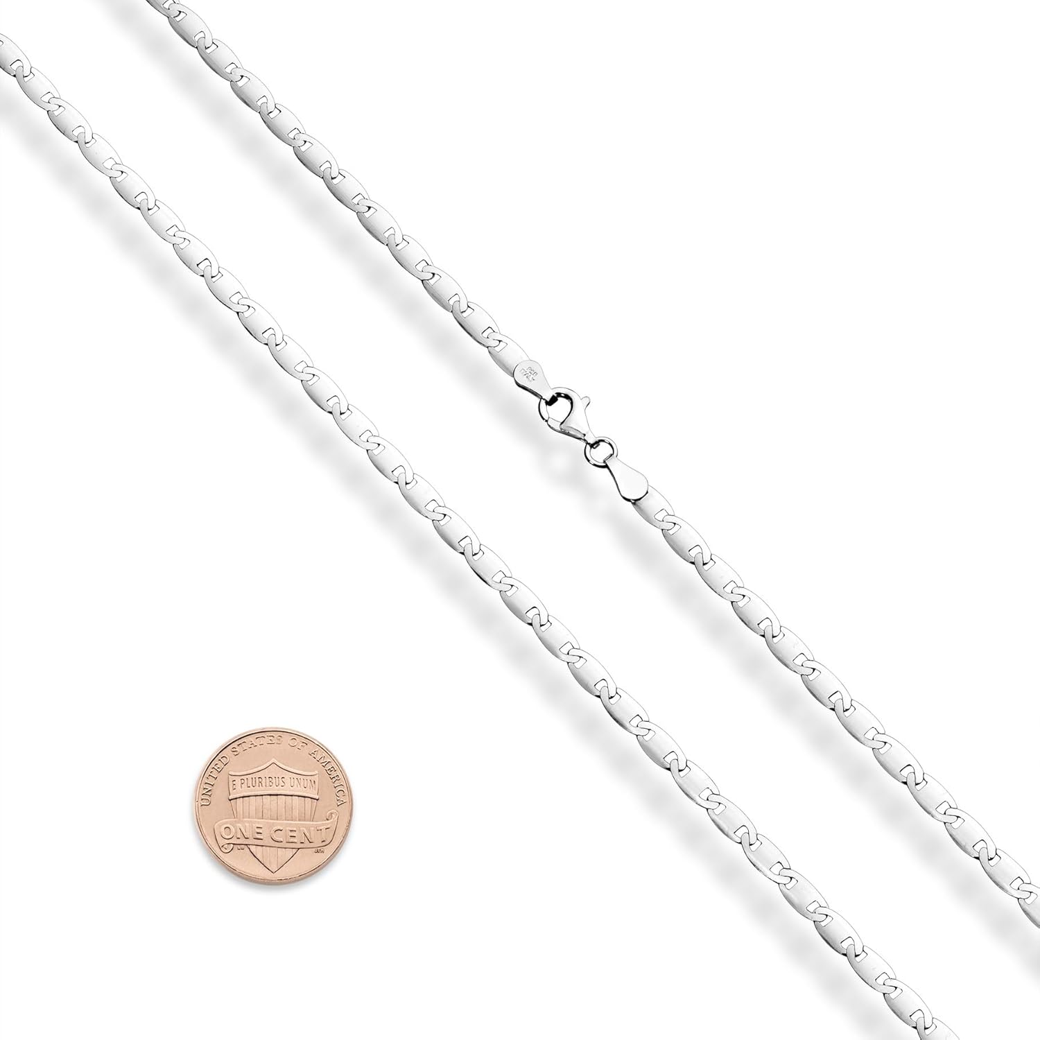 Miabella Italian 925 Sterling Silver Flat Valentino Mirror Link Chain Necklace for Women/Made in Italy - Image 2