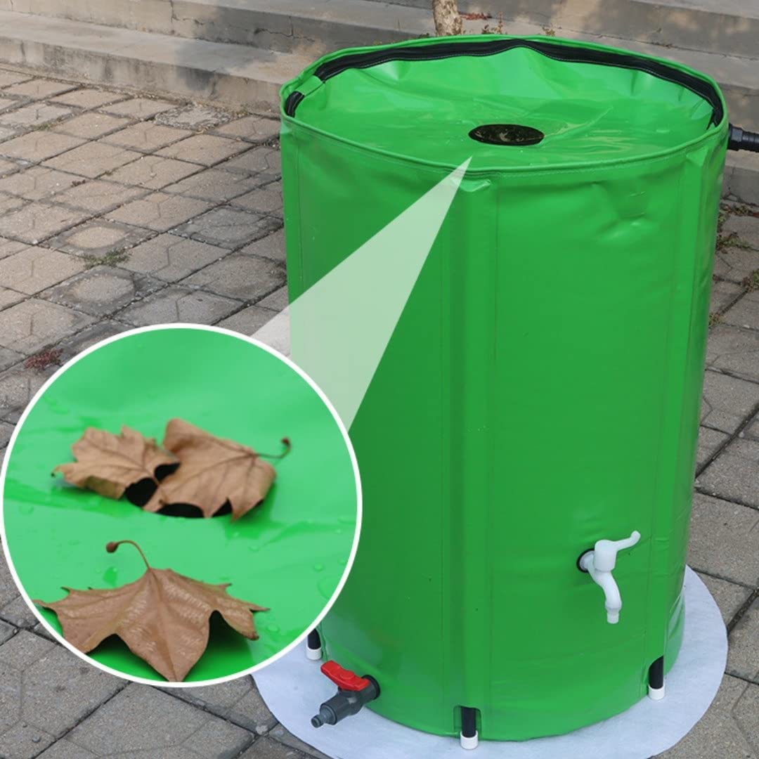 Cubo de recogida de agua de lluvia al aire libre Cubo de almacenamiento de agua de jardín Cubo de recogida de agua de lluvia plegable de PVC (color: verde, tamaño: 380L)