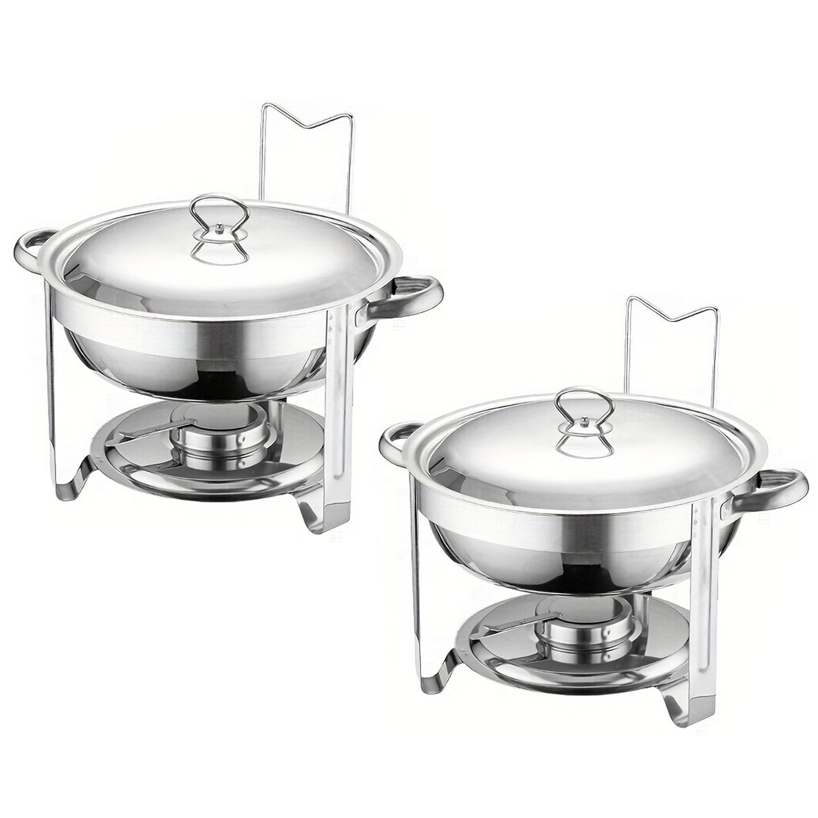 Chafing Dish Buffet - Set di 2 ciotole rotonde in acciaio inox con porta coperchio, design impilabile per feste, Natale, eventi di catering