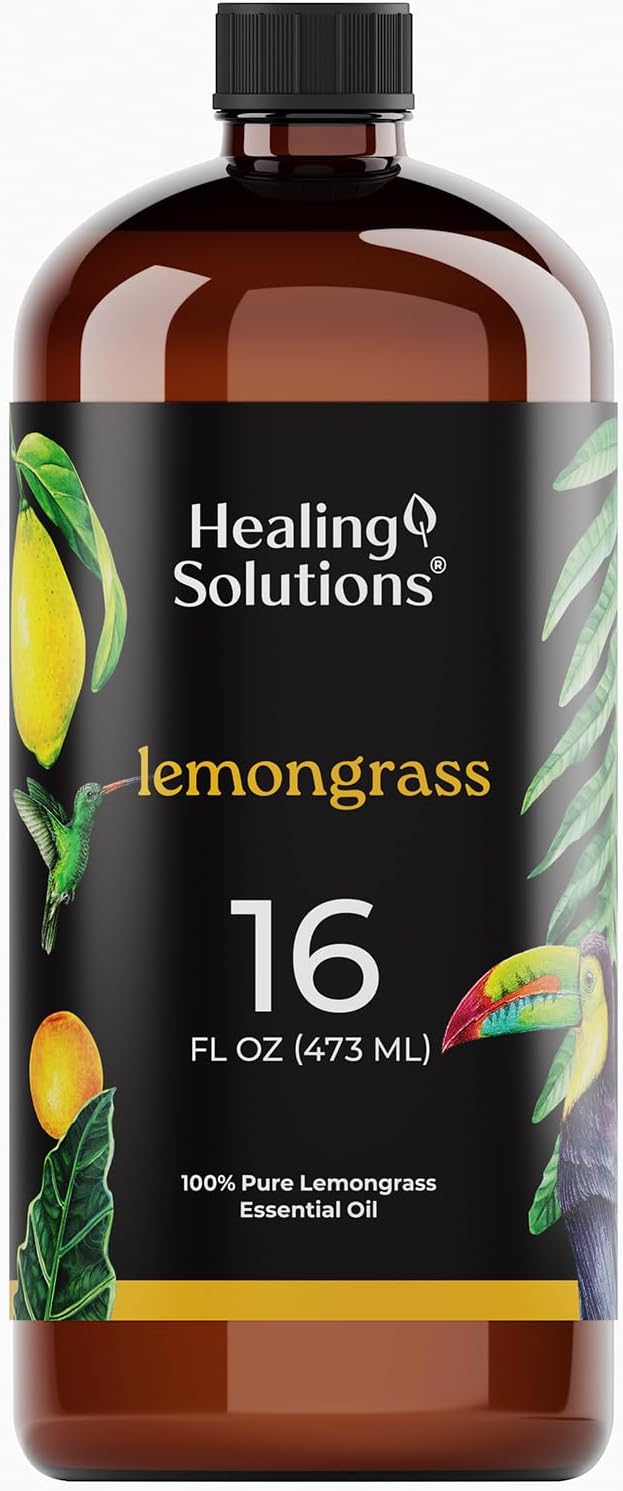 Healing Solutions Lemongrass Essential Oil 16 Fl Oz – 100% Pure Lemongrass Oil for Diffusers, Cleaning, Sprays, and Candle Making