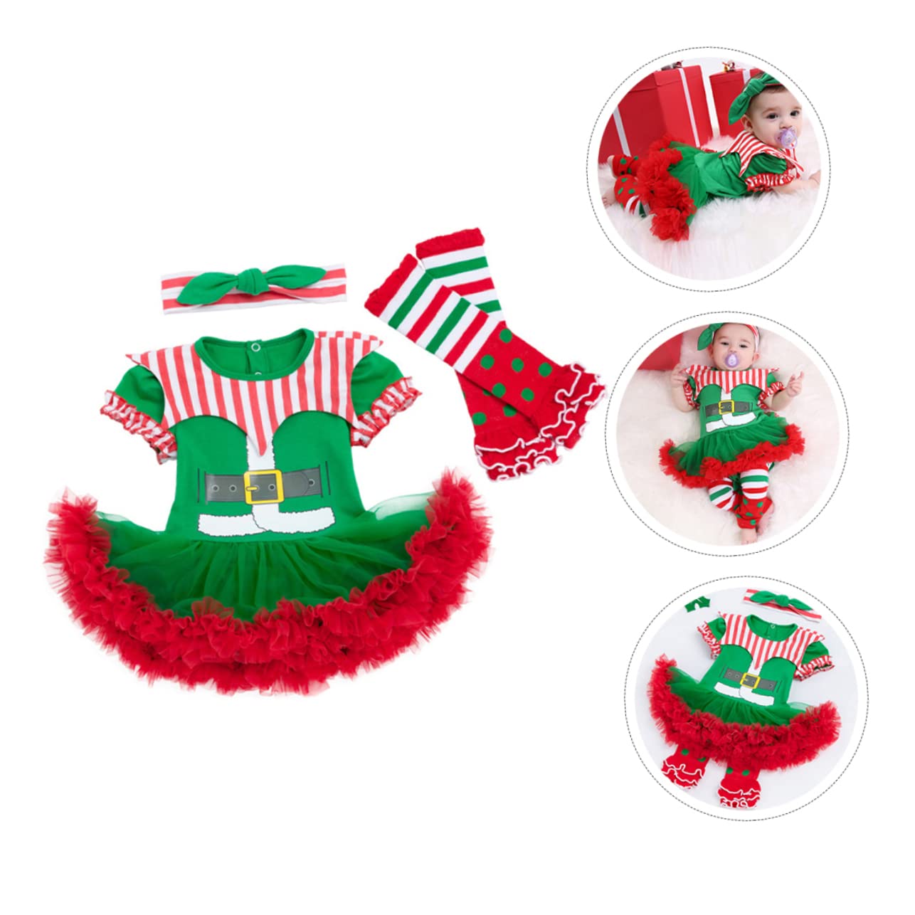 GALPADA 1 Set Vestito Del Bambino Elfo Di Natale Pigiama Costumi Per Le Ragazze Fasce Per I Più Piccoli Vestiti Per Ragazze Tutu Delle Bambino Vestito Di Natale Forniture Di