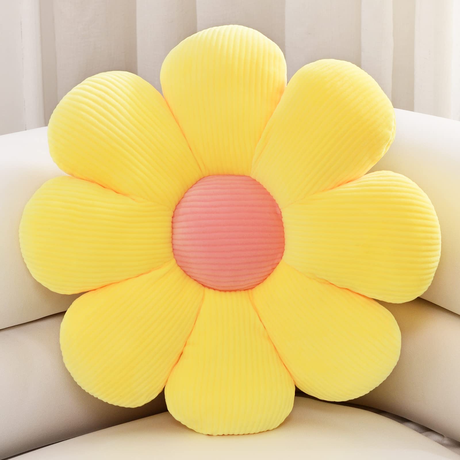 Flower- Shaped Throw Pillow, Daisy Pillow Flower Cushion, Aesthetic Daisy Flower Pillow Cute Flower Seating Cushion, Flower Room Décor Pillows for Sofa Couch Bed