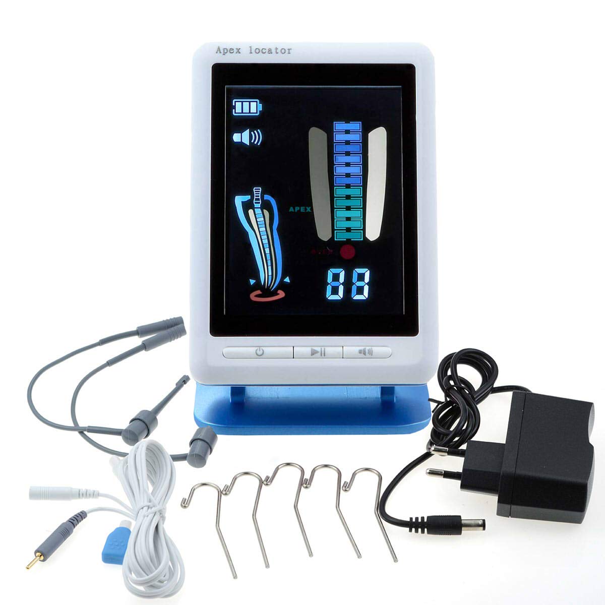 LCD Endodontico Apex Locator Meter+2 Tester 5 Lip Hook (blu)