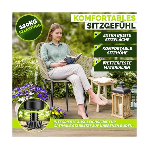 tillvex Gartenstuhl mit Armlehnen, 4er Set