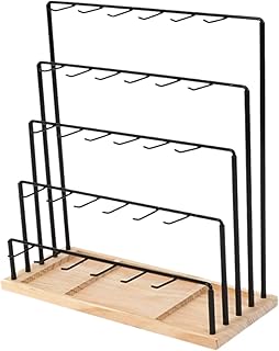 Perfk ジュエリーハンガーラック イヤリングディスプレイスタンドホルダー 卓上吊り下げオーガナイザー キーホルダー用フック付き 写真撮影カウンタートップ, 黒