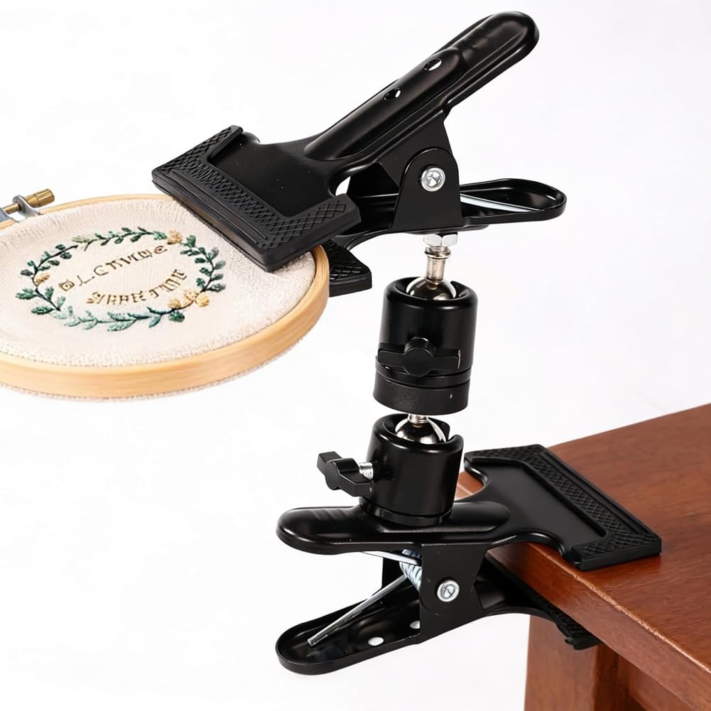 UDSKNV[KSL Clamp Hands-Free Adjustable 360° Rotated Metal Embroidery Hoop Holder Needlepoint Support Accessories Supplies for DIY