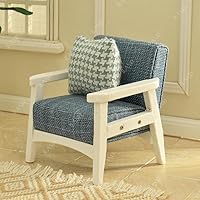 Vista 4 de iLAND Juego de sofá de casa de muñecas y sofá en miniatura con mini cojines de pata de gallo, muebles de casa de muñecas en escala 1/12 para sala