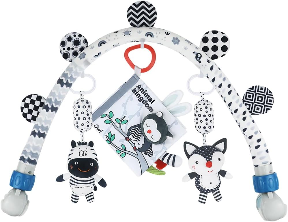 Baby Activity Travel Mobile Arch Toy, Black and White Crib Toys (Animal)