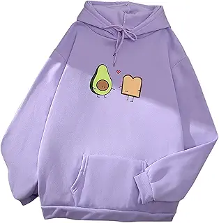 Women's Avocado Skateboarding Sweatshirt Long Sleeve Splice Tops Cute Hoodies Teens Girls Casual Pullover (Purple-03#, S)