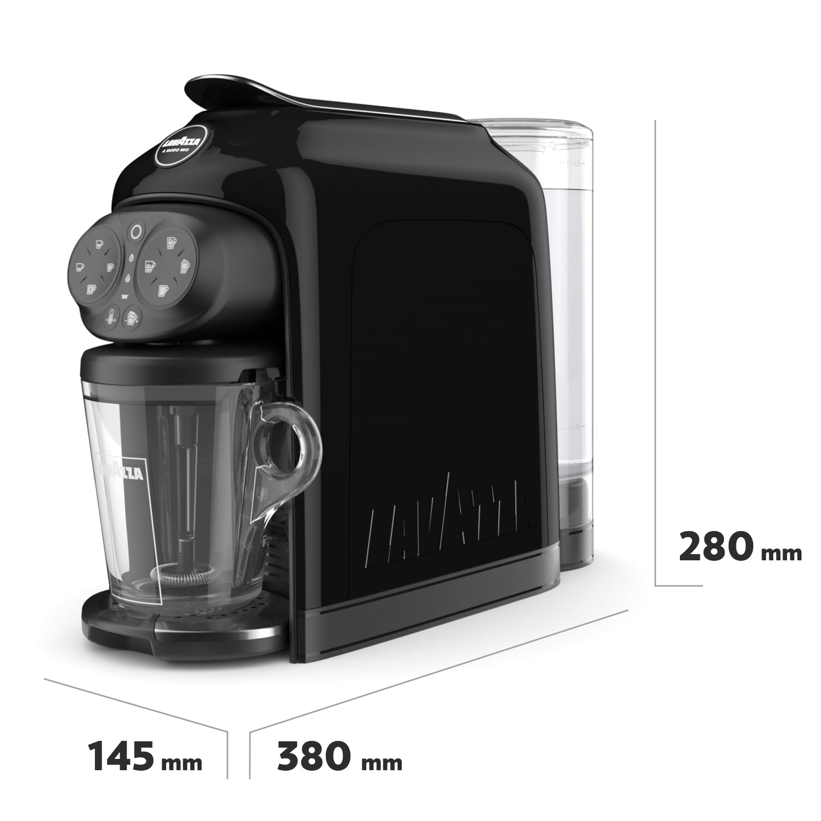 Lavazza, A Modo Mio Macchina per Caffè Deséa Black con 88 Capsule Crema e Gusto Assortite, Macchina per Espresso 1500 W, 220-240 V, 50/60 Hz, Capacità Max 10 Capsule di Caffè e 1.1 Litri d'Acqua