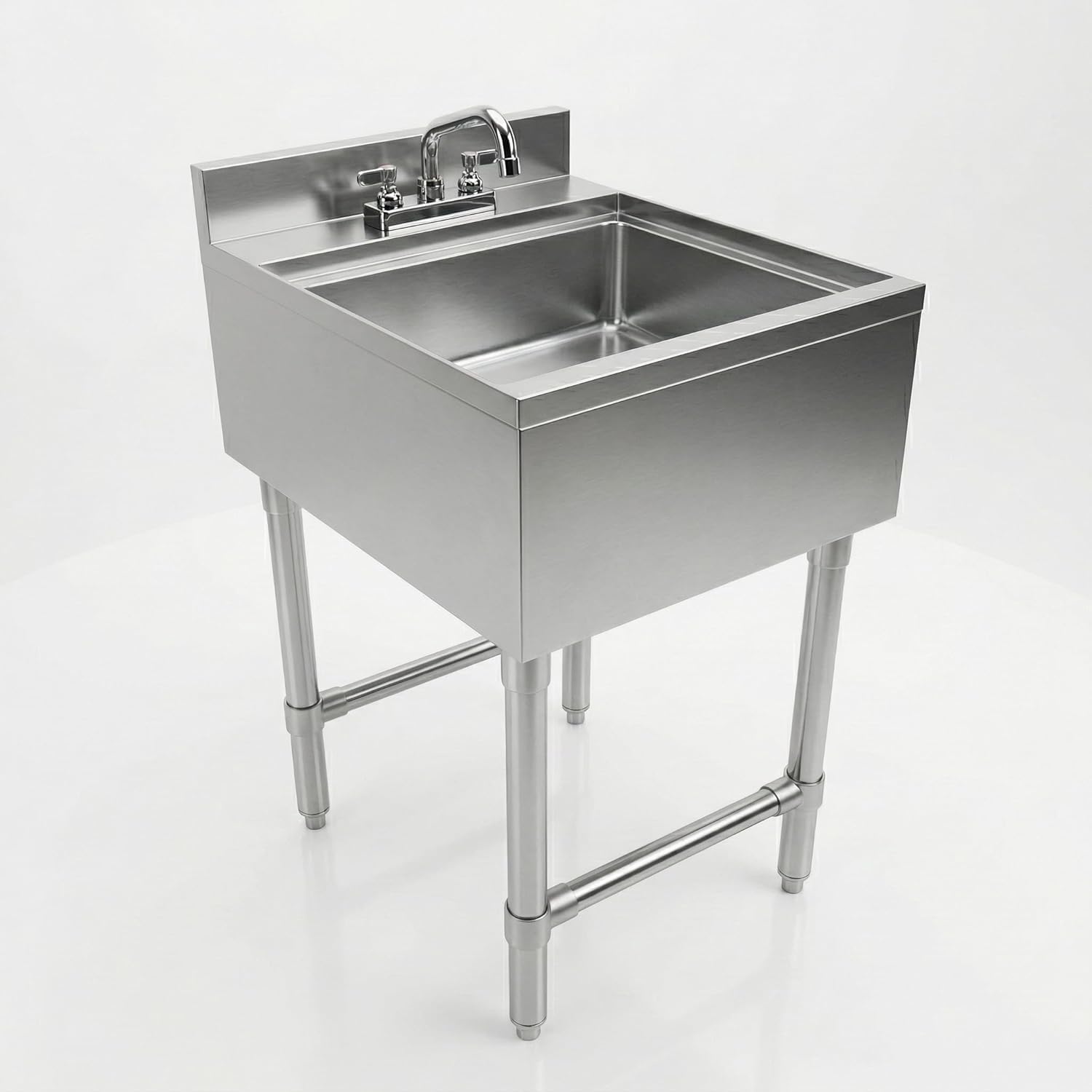 Commercial Underbar Hand Sink Stainless Steel with Backsplash Faucet Included | NSF Single Bowl Bar Prep Sink (22” x 18”)