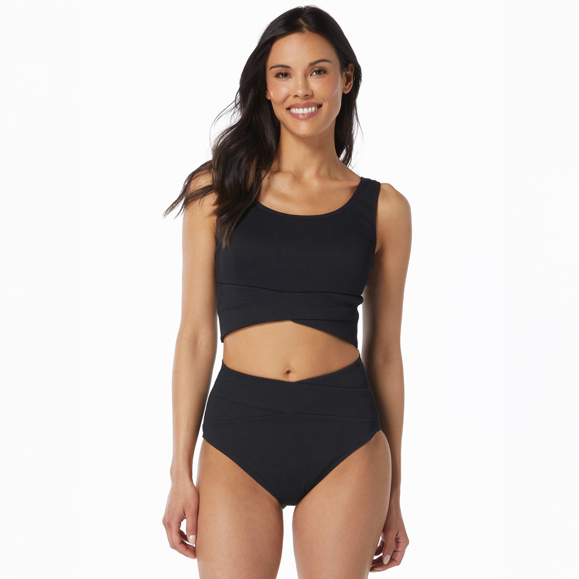 BEACH HOUSESport Bala Crop Bikini Top — UPF 50+ Fitted Crossover Athletic Swim Top