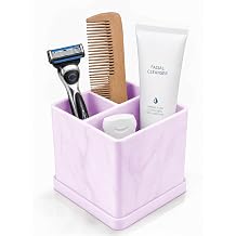 Silicone Toothbrush Holders for Bathrooms Marble Purple, 3-Slot Electric Toothbrush Holder and Organizer, Bathroom Toothbrush Holder Set, Soft Countertop Tooth Brush Holder, Portable and Easy to Clean