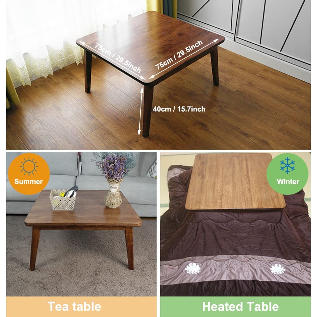 Set da Tavolo in Legno Giapponese Kotatsu con riscaldatore e Coperta, Tappetino, Tavolo da tè da tè riscaldato Set di trapunti futon di 4 per la casa e la casa Inverno, Quadrato, Rosso