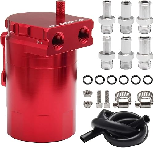 El tanque de la captura de aceite universal puede polaco desconcertado reservorio aluminio coche camión motor 10.1 fl oz rojo