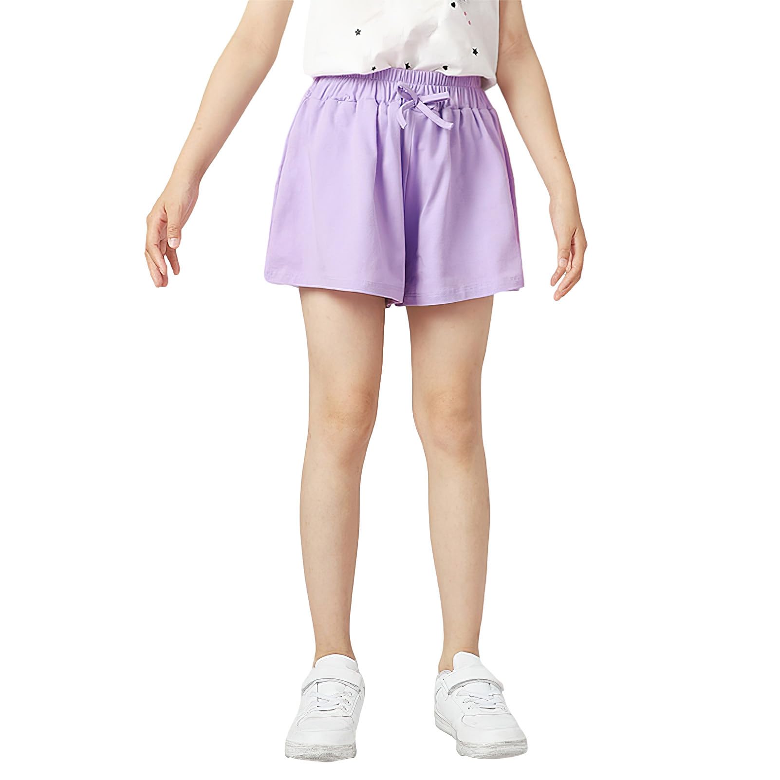 amropi Short Fille Lot de 3 Rayé en Coton Shorts et Bermudas Sport Court Pantalon pour 3-11 Ans